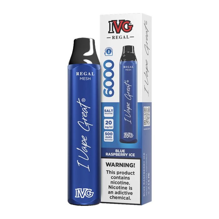 BLUE RASPBERRY ICE 20MG 50MG IVG REGAL 6000 PUFF DISPOSABLE1