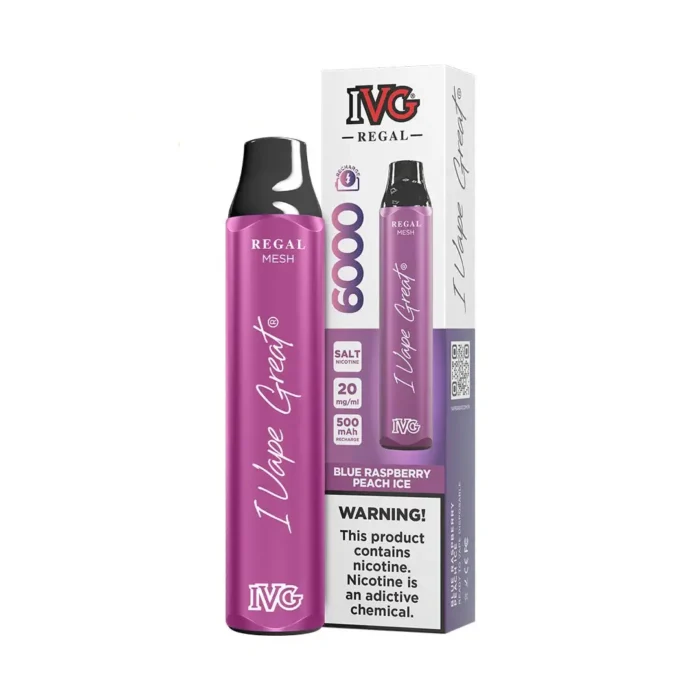 BLUE RASPBERRY PEACH ICE 20MG 50MG IVG REGAL 6000 PUFF DISPOSABLE 1 Vape Craze BLUE RASPBERRY PEACH ICE 20MG 50MG IVG REGAL 6000 PUFF DISPOSABLE1 1