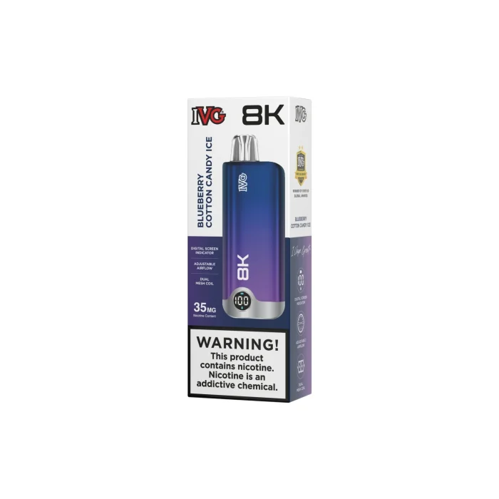 BLUEBERRY & COTTON CANDY ICE IVG 8K DISPOSABLE 1 Vape Craze BLUEBERRY COTTON CANDY ICE IVG 8K DISPOSABLE 1