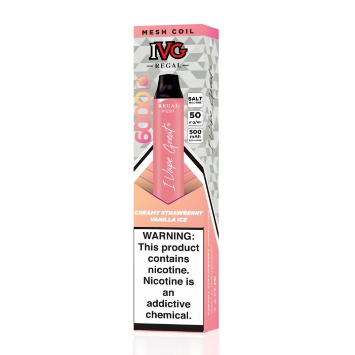 CREAMY STRAWBERRY VANILLA ICE 20MG 50MG IVG REGAL 6000 PUFF DISPOSABLE1