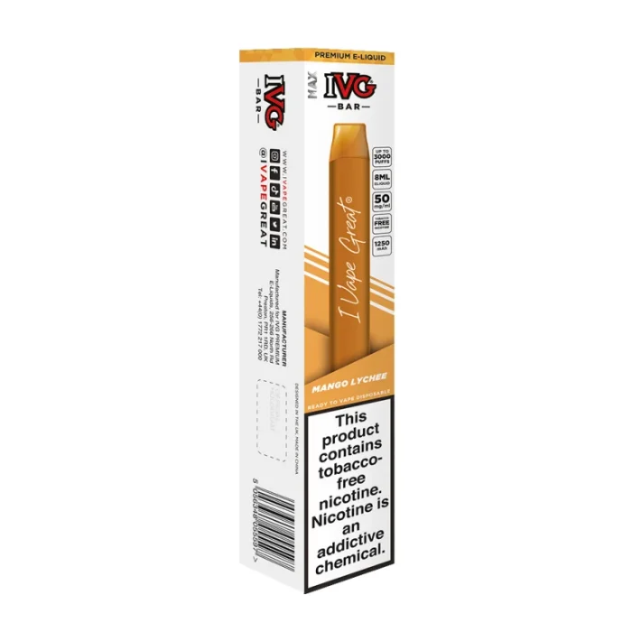 MANGO LYCHEE 30MG IVG MAX BAR DISPOSABLE1